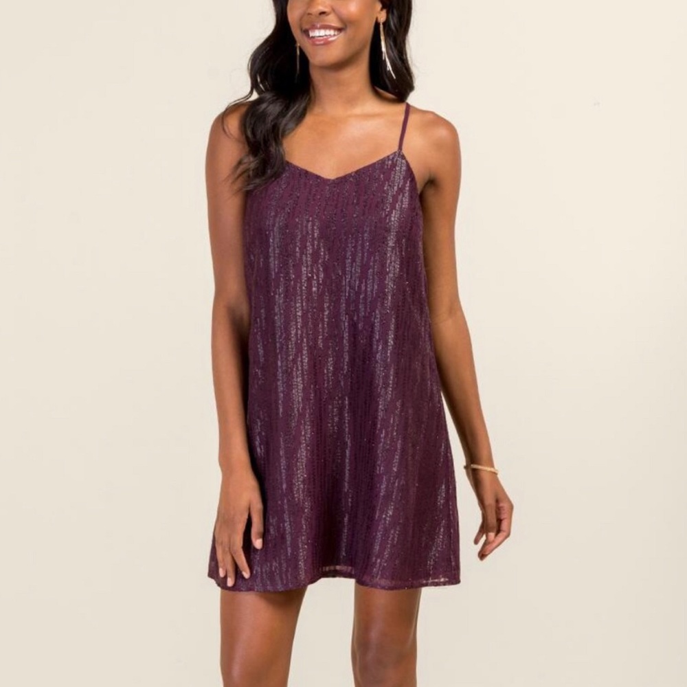 Francesca’s Collections | Purple “Zelda” Shimmer Mini Shift Dress